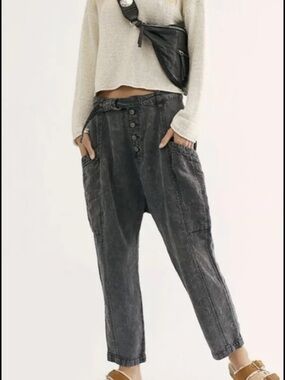 Free People Women's Desert Daze Harem Pants Washed Black Size 2